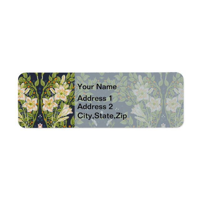 Walter Crane Vintage Navy White Lily Pattern (Front)