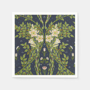 Walter Crane Vintage Navy White Lily Pattern Napkin