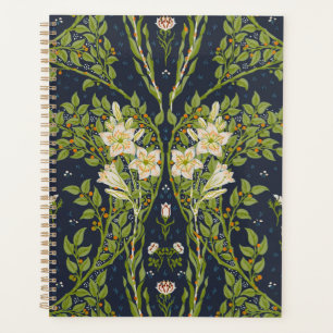 Walter Crane Vintage Navy White Lily Pattern Planner