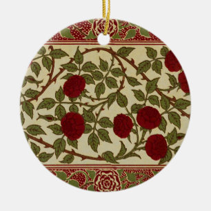Walter Crane Vintage Rosamund Red Rose Floral Art Ceramic Tree Decoration