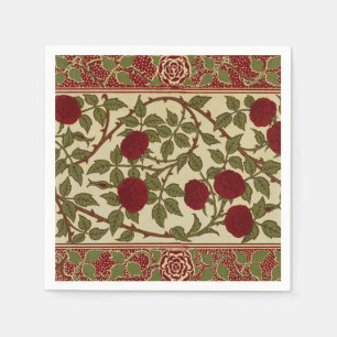 Walter Crane Vintage Rosamund Red Rose Floral Art Napkin