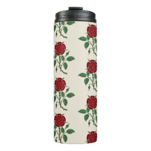 Walter Crane Vintage Saxon Red Rose Pattern Thermal Tumbler