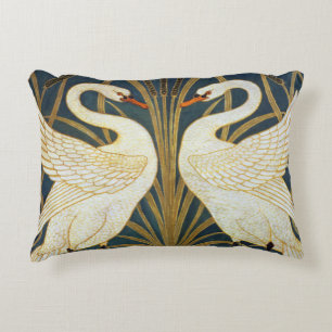 Walter Crane Vintage Swan and Iris Art Nouveau Decorative Cushion