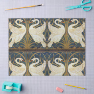 Walter Crane Vintage Swan and Iris Art Nouveau Tissue Paper
