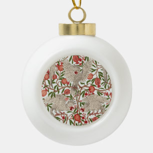 Walter Crane White Cockatoo Red Pomegranate Art Ceramic Ball Christmas Ornament