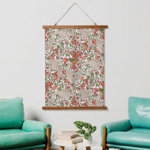 Walter Crane White Cockatoo Red Pomegranate Art Hanging Tapestry