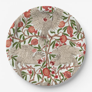 Walter Crane White Cockatoo Red Pomegranate Art Paper Plate