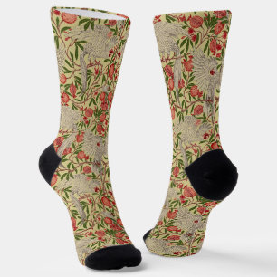 Walter Crane White Cockatoo Red Pomegranate Art Socks