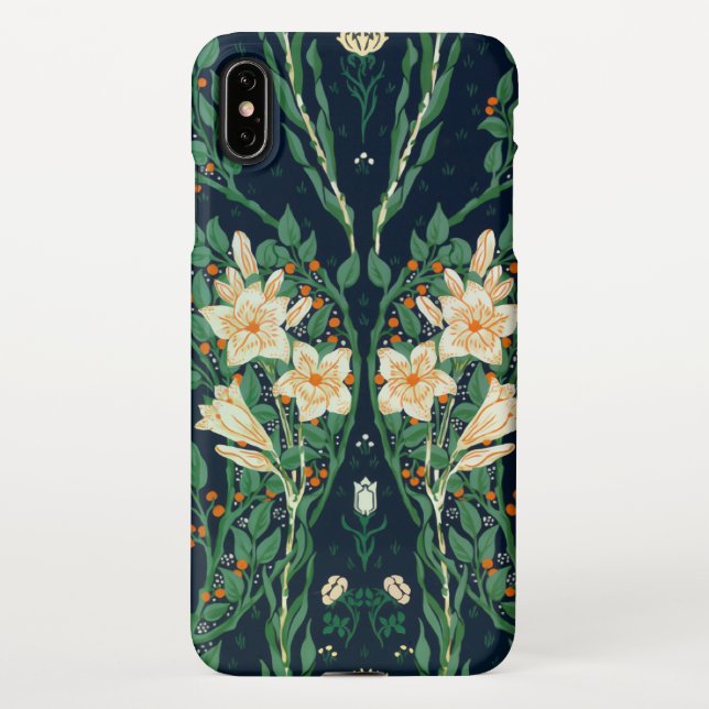Walter Crane White Lily-Blue Back Botanical iPhone Case (Back)