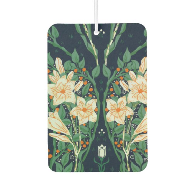 Walter Crane White Lily-Blue Back Car Air Freshener (Front)
