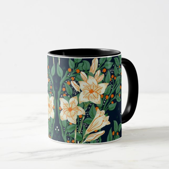 Walter Crane White Lily-Blue Back Mug (Front Right)