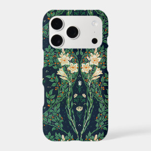 Walter Crane White Lily-Blue Back Shower Curtain