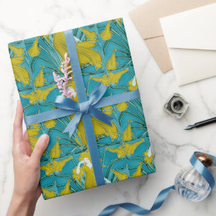 Walter Crane Yellow Daffodil Art Nouveau Tile Wrapping Paper