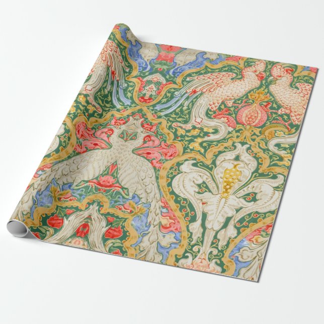 Walter Crane's Cockatoo Garden Wrapping Paper (Unrolled)