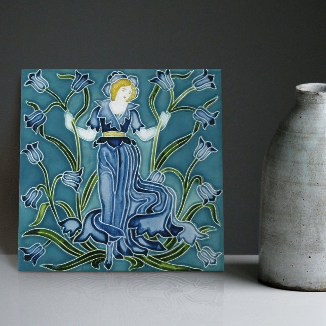 Walter Crane's Enchanted Garden Art Nouveau Floral Tile (Creator Uploaded)