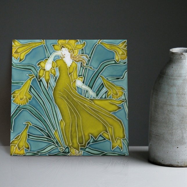 Walter Crane's Enchanted Garden Art Nouveau Floral Tile (Creator Uploaded)