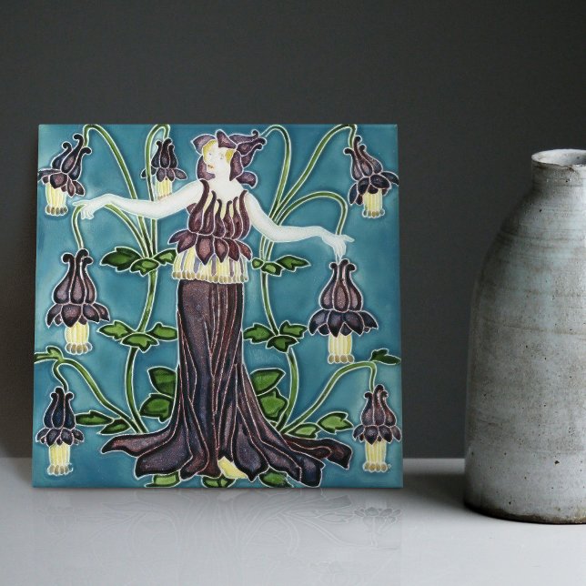 Walter Crane's Enchanted Garden Art Nouveau Floral Tile (Creator Uploaded)