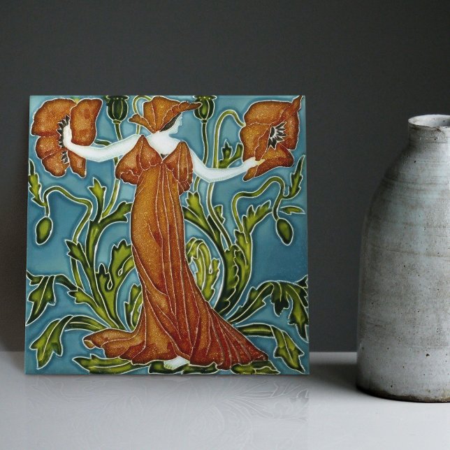 Walter Crane's Enchanted Garden Art Nouveau Floral Tile (Creator Uploaded)