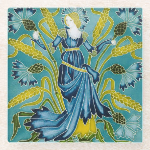 Walter Crane's Flora Art Nouveau Glass Coaster