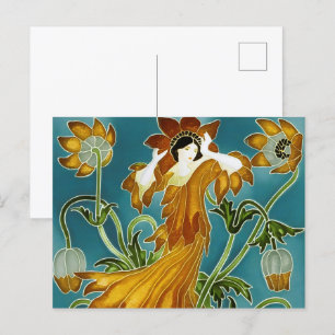 Walter Crane's Flora Art Nouveau Postcard