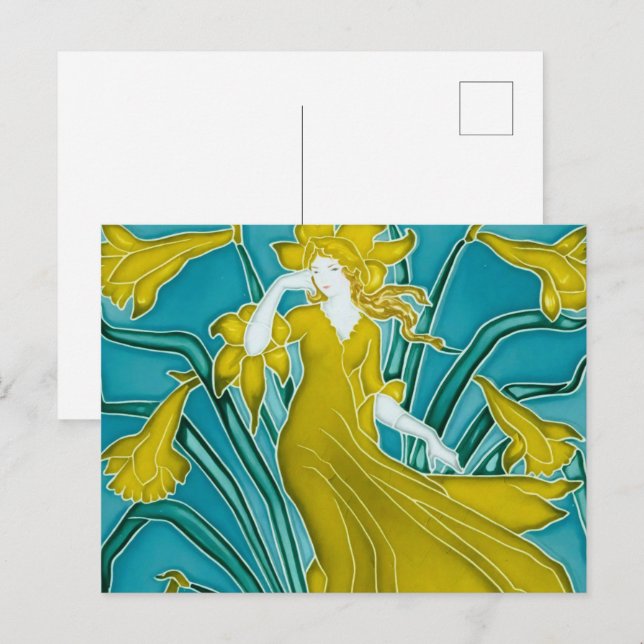 Walter Crane's Flora Art Nouveau Postcard (Front/Back)