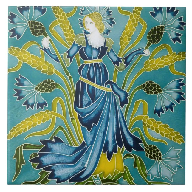 Walter Crane's Flora Art Nouveau Tile (Front)