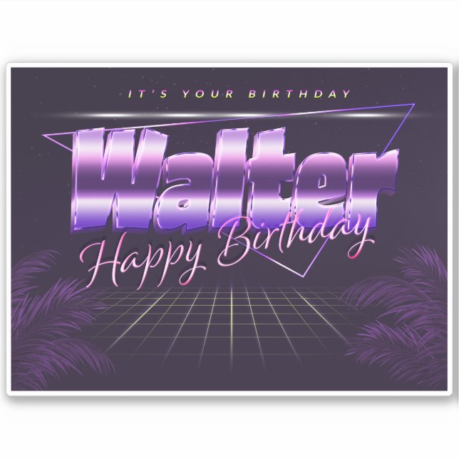 Walter Name First name lila retro Sticker Birthday (Front)