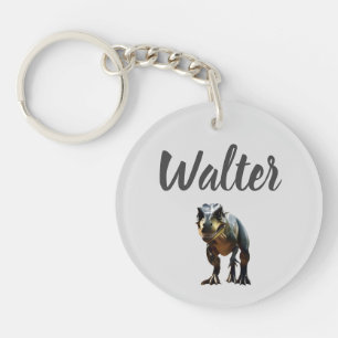 Walter Name With T Rex Dinosaur, Key Ring