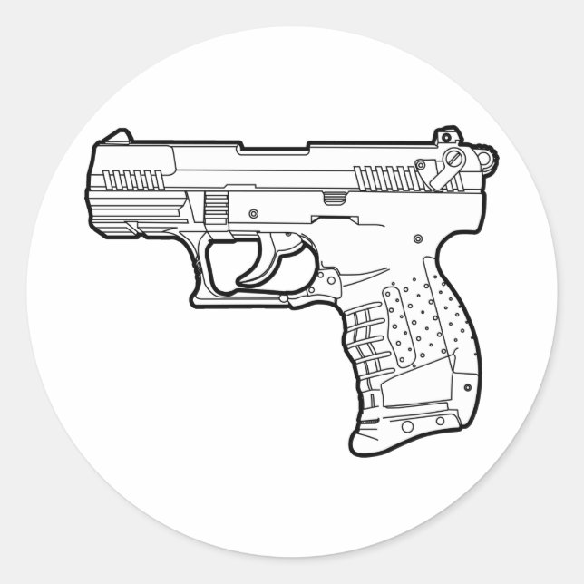 walter p22 gun firearm stencil graphic t-shirt classic round sticker (Front)