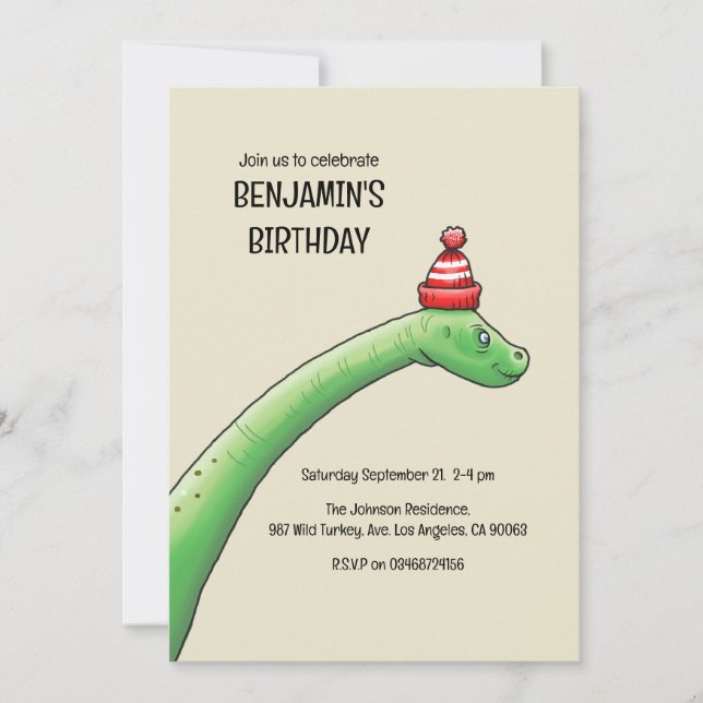 Walter the Dinosaur Birthday Invitation (Front)
