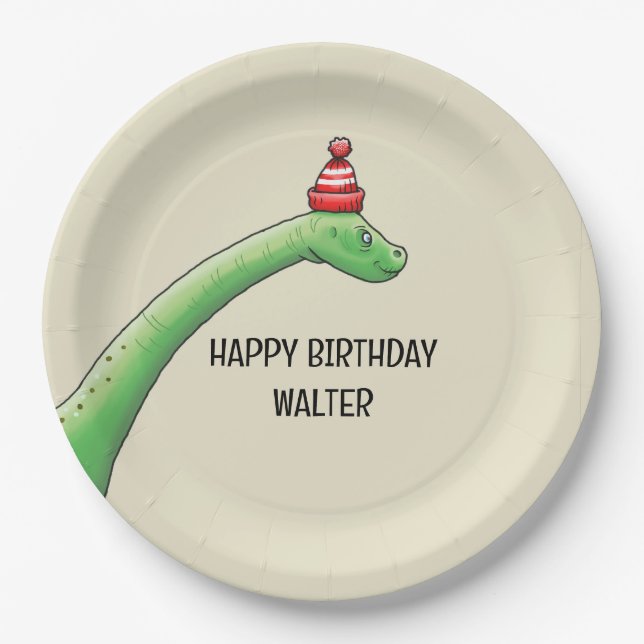 Walter the Dinosaur Paper Plate (Front)