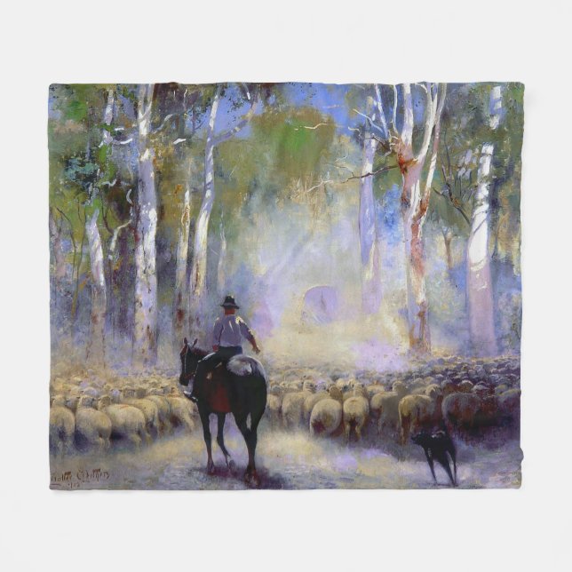 Walter Withers The Drover 1912 Australian Artist Fleece Blanket (Front (Horizontal))