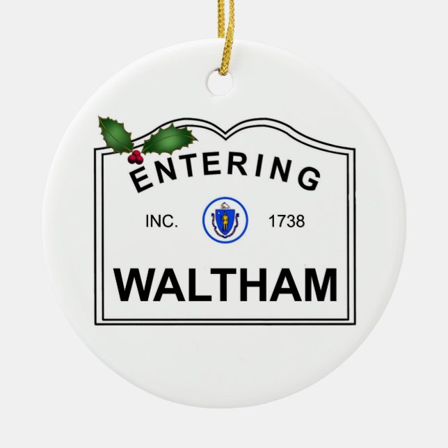 Waltham MA Ceramic Tree Decoration (Front)