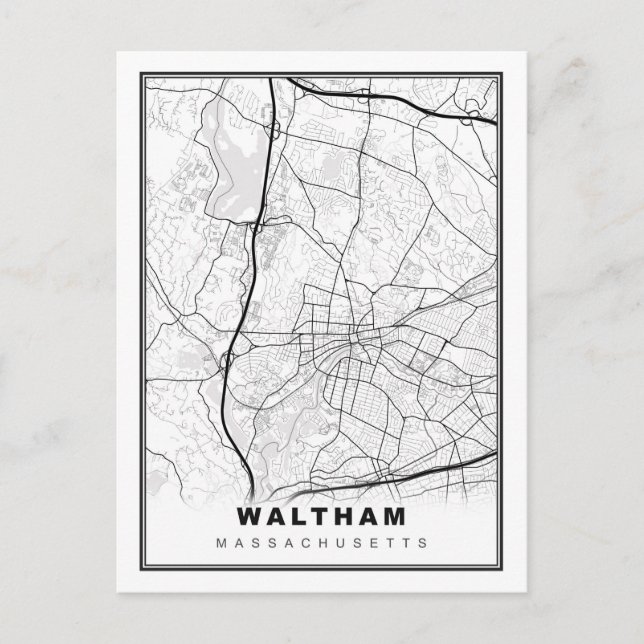 Waltham Map Postcard (Front)