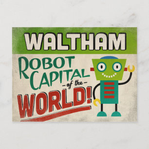 Waltham Massachusetts Robot - Funny Vintage Postcard