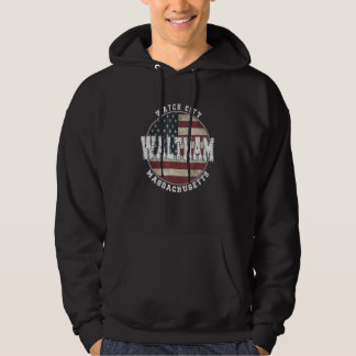 Waltham Massachusetts, Vintage American flag Hoodie