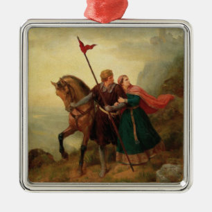 Walther and Hildegund Fleeing with their Horse Metal Tree Decoration