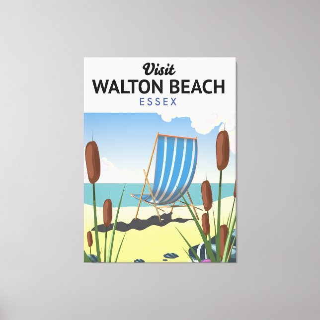 Walton Beach, Essex Seaside travel poster Canvas Print (Front)
