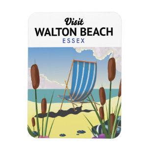 Walton Beach, Essex Seaside travel poster Magnet