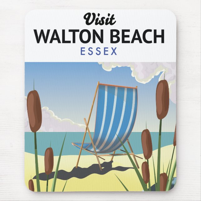 Walton Beach, Essex Seaside travel poster Mouse Mat (Front)