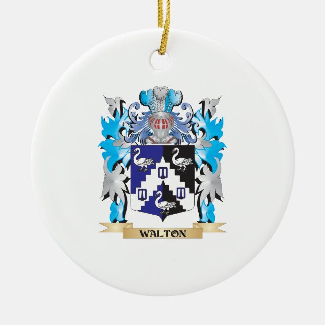 Walton Coat of Arms - Family Crest Ceramic Tree Decoration (Front)