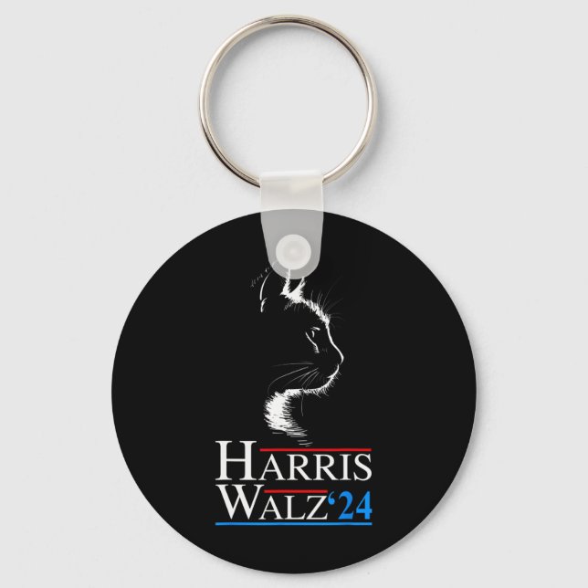 Waltz 2024 Cat Election Kamala Harris Tim Walz 202 Key Ring (Front)