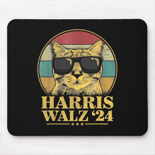 Waltz 2024 Election Cat Lady Kamala Harris Tim Wal Mouse Mat (Front)