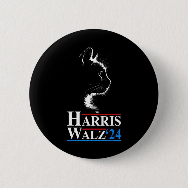 Waltz 2024 Election Funny Cat Kamala Harris Tim Wa 6 Cm Round Badge (Front)
