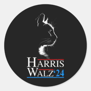 Waltz 2024 Election Funny Cat Kamala Harris Tim WA Classic Round Sticker