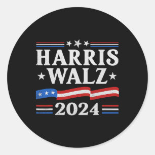Waltz 2024 Election Kamala Harris Tim Waltz 2024 2 Classic Round Sticker