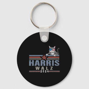 Waltz 24 For President Patriotic Kamala Funny Cat Key Ring