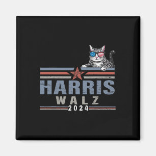 Waltz 24 For President Patriotic Kamala Funny Cat Magnet
