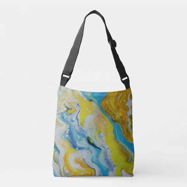 Waltz Across 3 Fluid Yellow Blue Abstract Tote Bag (Front)
