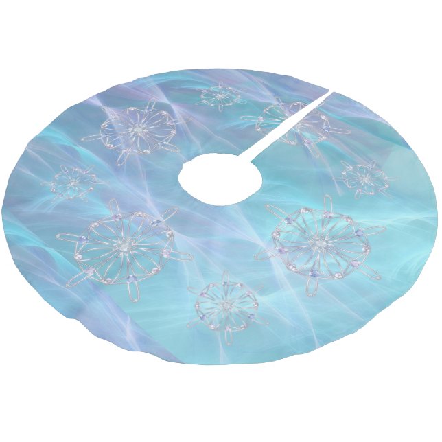 Waltz of the Snowflakes Christmas Tree Skirt (Angled)